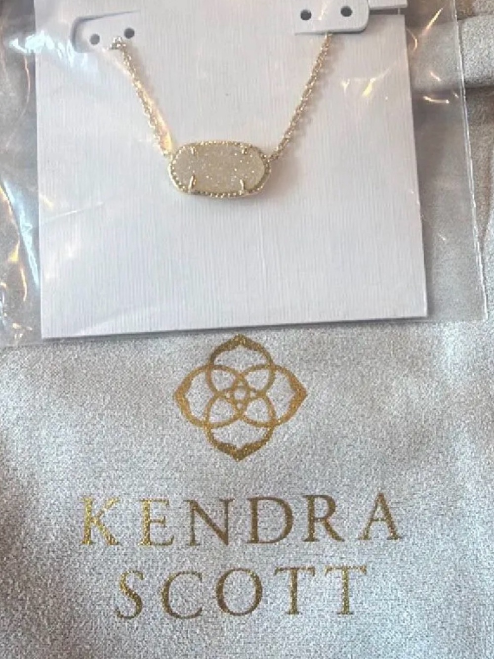 Kendra Scott Elisa Gold and White Elle Druzy Pendant Necklace